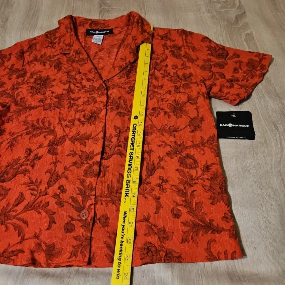 Sag Harbor Plus Size 16/18 Skirt & Blouse Set Red Floral Lightweight Modest New